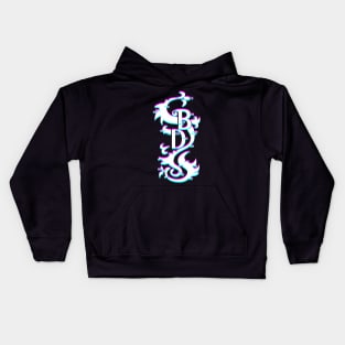 black dragon glitch logo Kids Hoodie